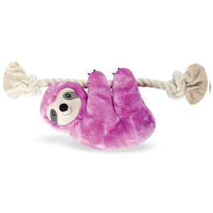 Fringe Studio Purple Sloth on a Rope Plush Dog Toy