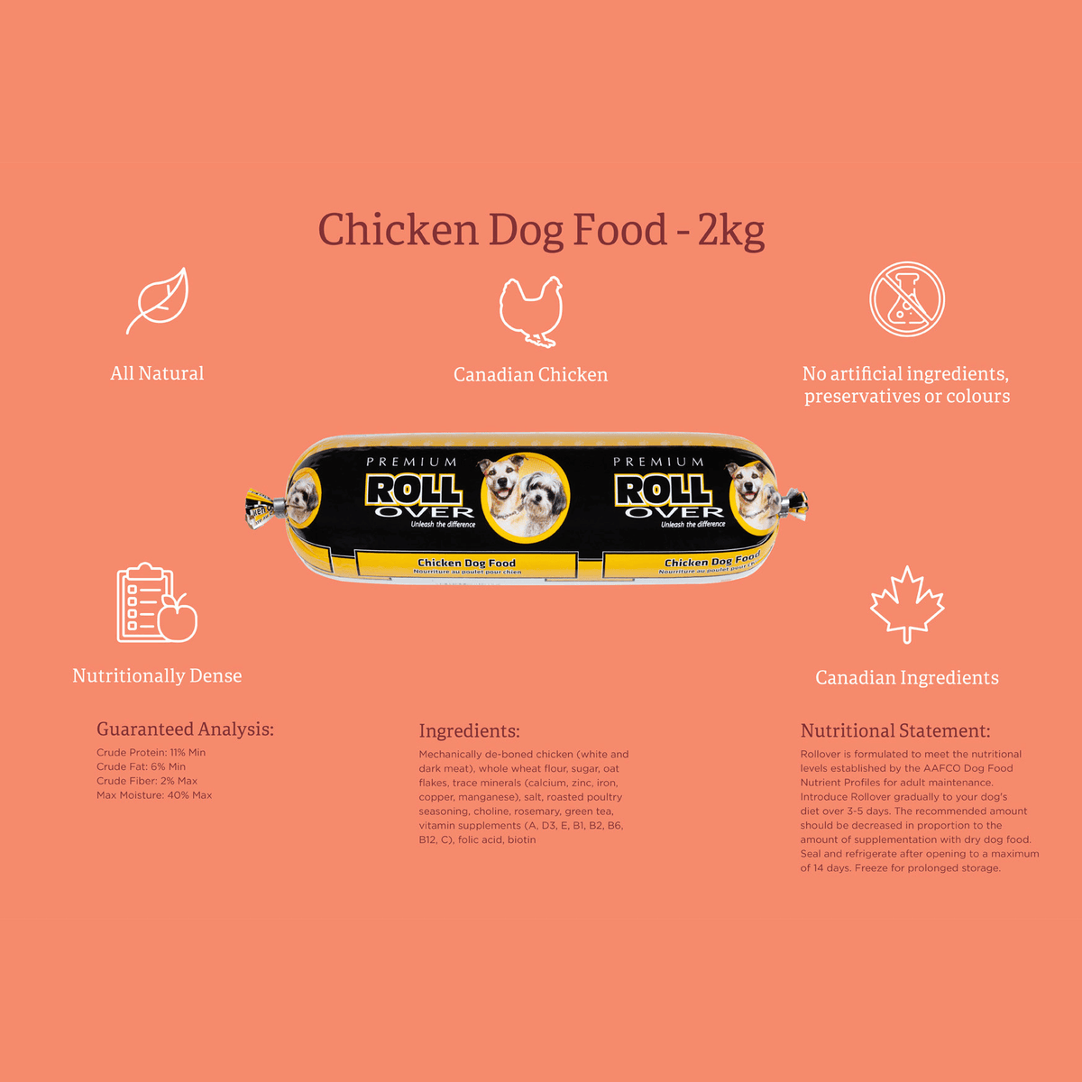 Rollover Premium Chicken Dog Food Critters Pet Health Store