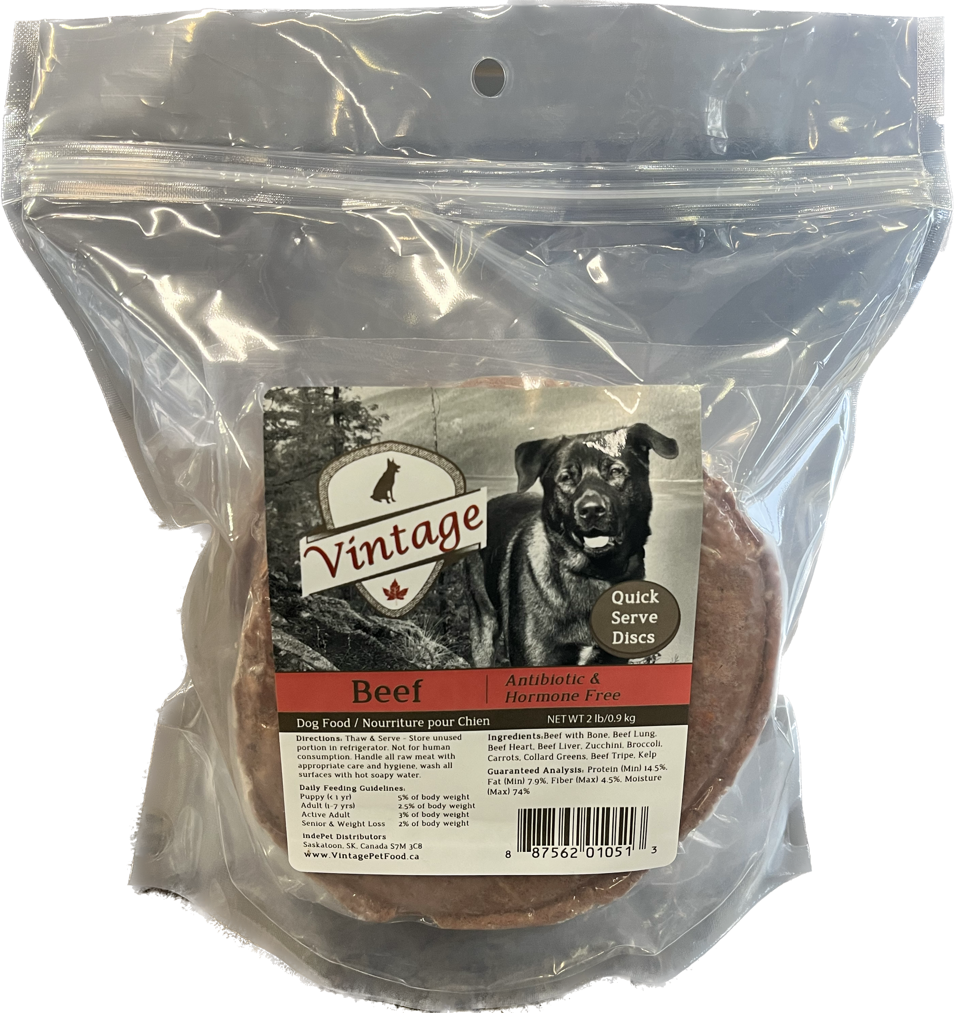 Vintage Raw 908g Beef Patties Dog Food