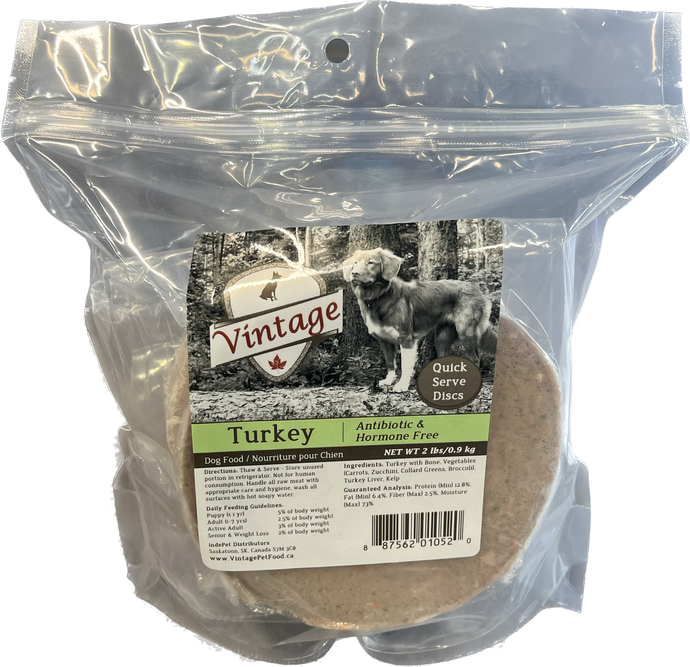 Vintage Raw 908g Turkey Patties Dog Food
