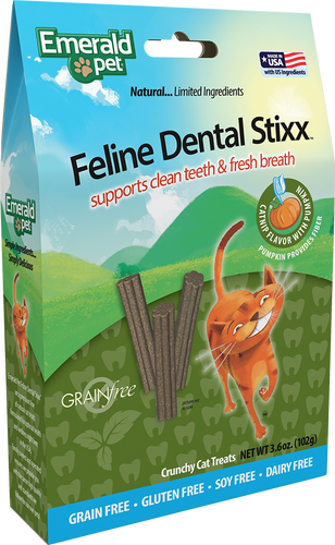 Emerald Pet Feline Dental Stixx Catnip & Pumpkin 102g Cat Treats