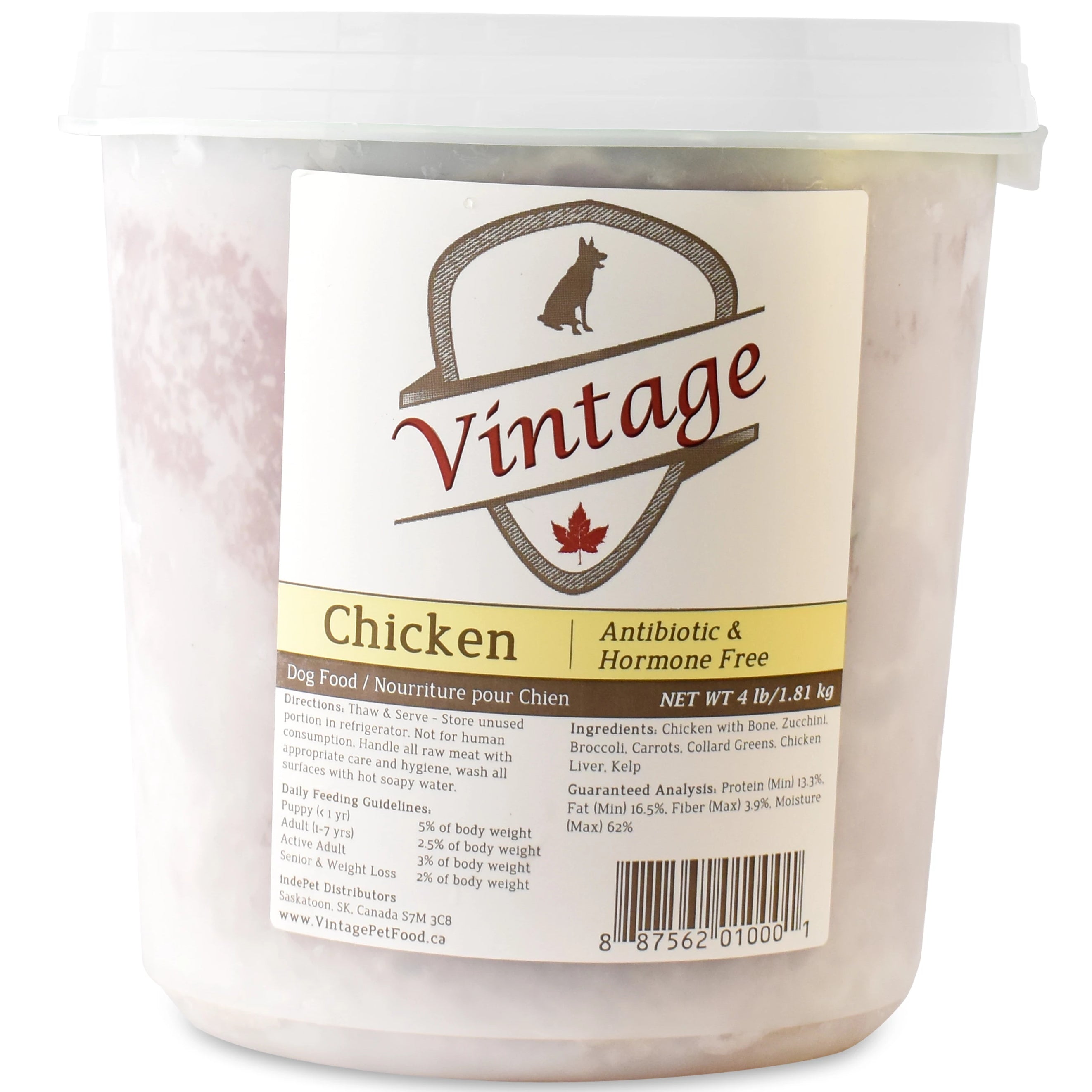 Vintage Raw 1.81kg Chicken Dog Food Critters Pet Health Store