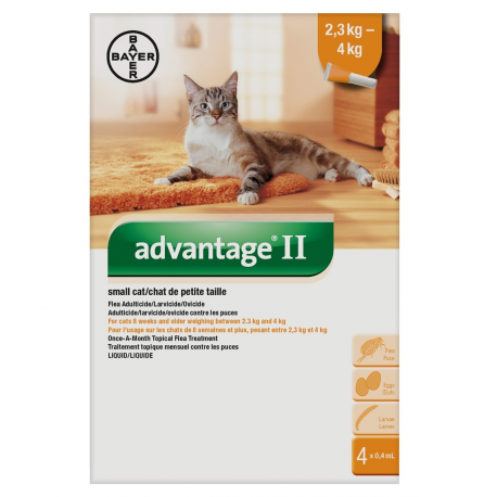 Bayer Flea Advantage II Small Cat Between 2.3kg - 4kg