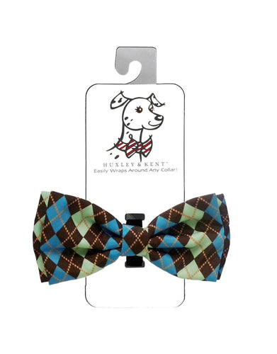 Huxley & Kent Teal Argyle Bow Tie