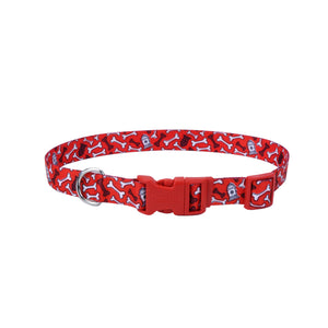 Coastal Adjustable Styles Dog Collar Red Bones