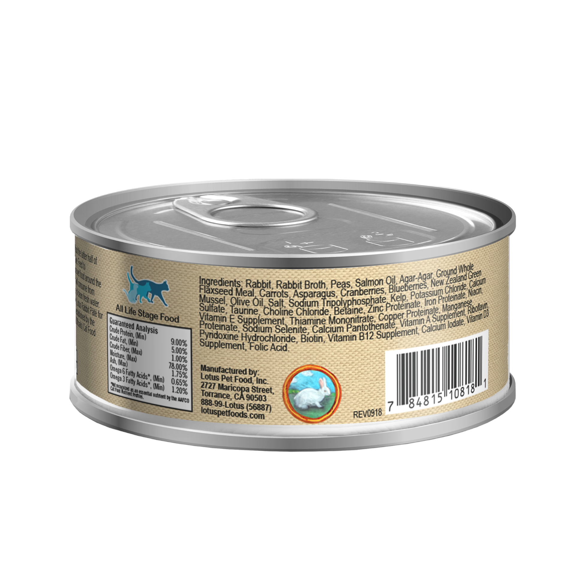 Lotus Grain Free Rabbit Pate 150g Canned Cat Food Critters Pet Health Store