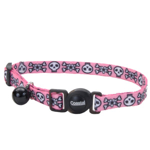 Coastal Adjustable Safe Cat Fashion Collar 8-12IN Breakaway Pink Skull